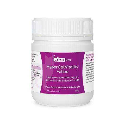 Front view of CellVra HyperCalVitality Feline calcium support supplement for cats